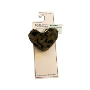 BCB Generation Bag‎ Charm Women OS Brown NEW Leopard Heart Faux Fur Keychain